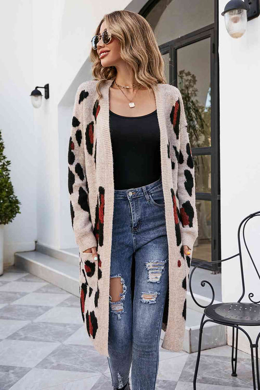 Leopard Open Front Cardigan with Pockets - Body By J'ne