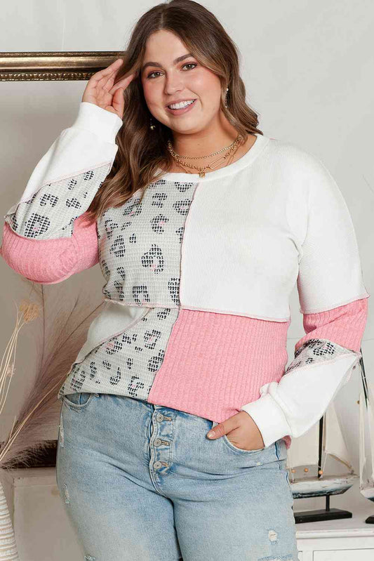 Plus Size Out Seamed Splicing Sweatshirt - Body By J'ne