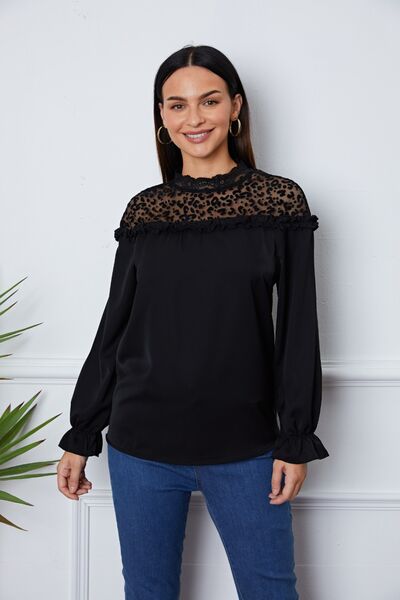 Leopard Frill Flounce Sleeve Blouse - Body By J'ne