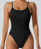 Scoop Neck Spaghetti Strap Active Bodysuit - Body By J'ne