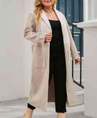 Plus Size Collared Neck Buttoned Longline Coat - Body By J'ne