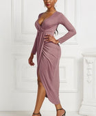 High-low Ruched Surplice Long Sleeve Dress - Body By J'ne