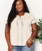 Double Take Crochet Buttoned Short Sleeves Top - Body By J'ne