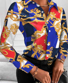 Printed Collared Neck Long Sleeve Shirt - Body By J'ne