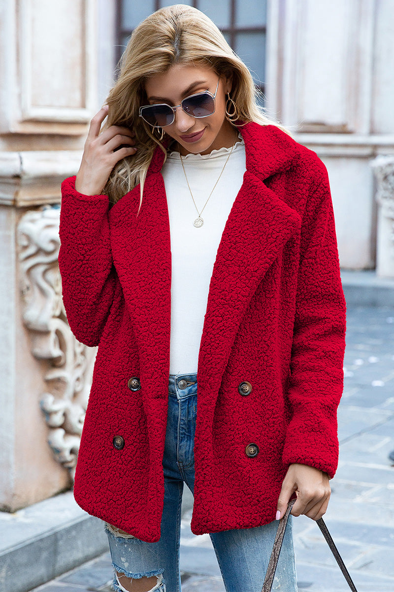 Full Size Lapel Collar Sherpa Coat - Body By J'ne