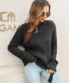 Decorative Button Slit Sweater - Body By J'ne