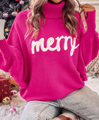 Rose Merry Letter Embroidered High Neck Sweater - Body By J'ne