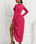 High-low Ruched Surplice Long Sleeve Dress - Body By J'ne