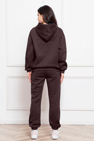 Drop Shoulder Long Sleeve Hoodie and Pants Set - Body By J'ne
