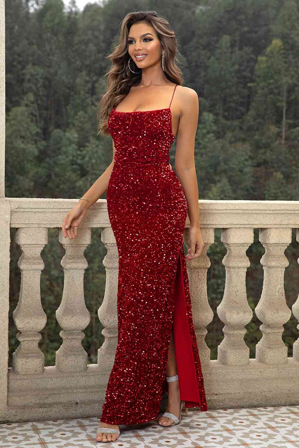 Sequin Backless Split Maxi Dress - Body By J'ne