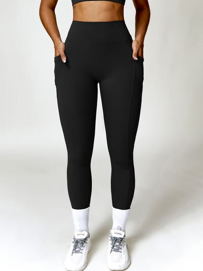 Ruched Pocketed High Waist Active Leggings - Body By J'ne