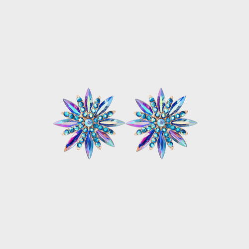 Flower Shape Rhinestone Alloy Stud Earrings - Body By J'ne