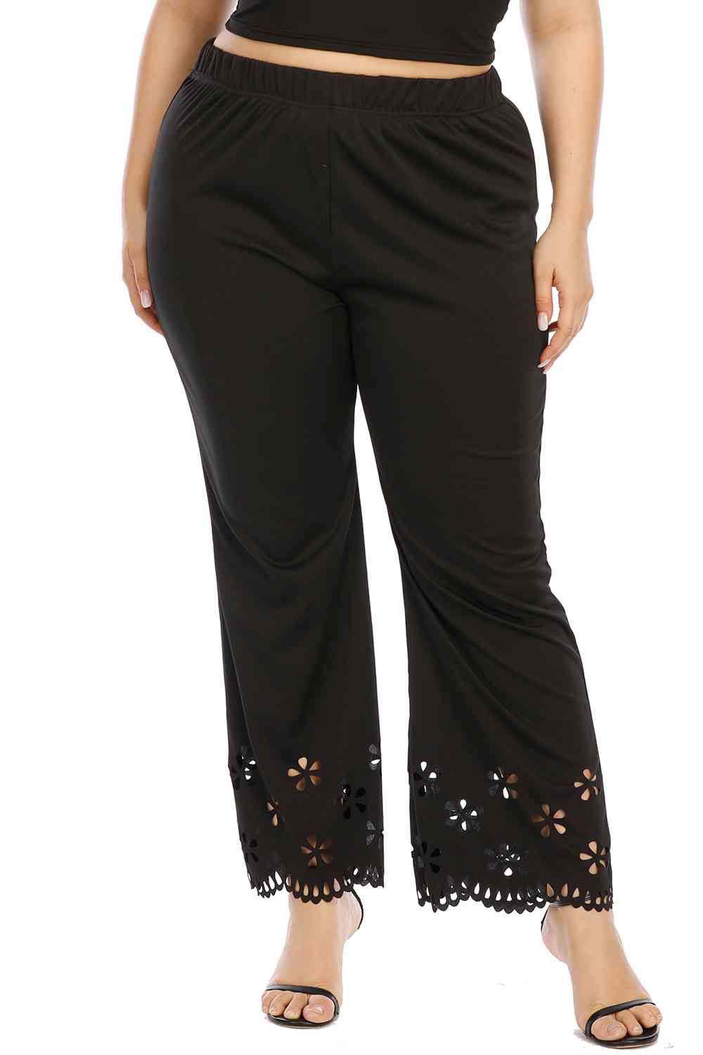 Abbey Plus Size Openwork Detail Pants - Body By J'ne