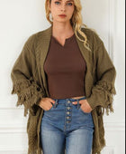 Cable-Knit Fringe Pocketed Cardigan - Body By J'ne