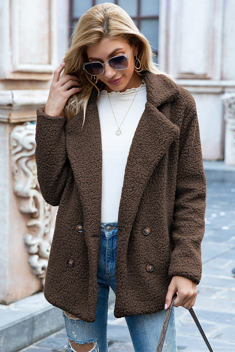 Full Size Lapel Collar Sherpa Coat - Body By J'ne