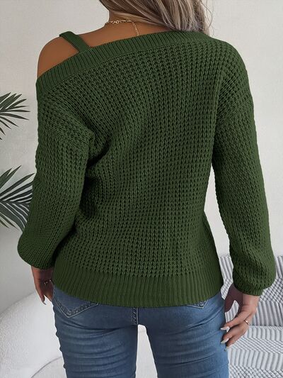 Asymmetrical Neck Long Sleeve Sweater - Body By J'ne