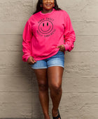 Full Size Smiling Face Graphic Sweatshirt - Body By J'ne