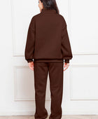 Half Zip Long Sleeve Sweatshirt and Pants Set - Body By J'ne