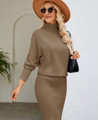 Turtle Neck Long Sleeve Ribbed Sweater Dress - Body By J'ne