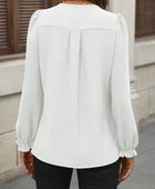 Notched Flounce Sleeve Blouse - Body By J'ne