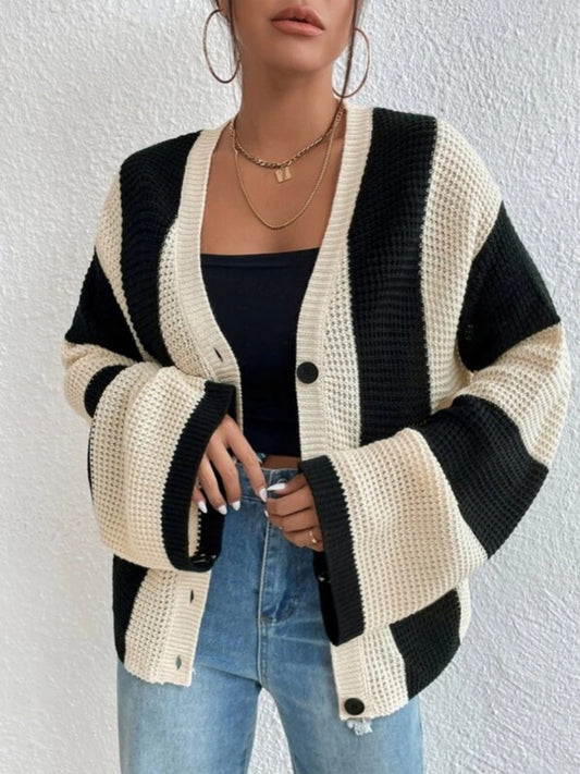 Striped Button Up Cardigan - Body By J'ne