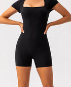 Square Neck Cap Sleeve Active Romper - Body By J'ne