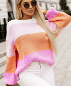 Ribbed Color Block Long Sleeve Sweater - Body By J'ne