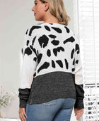 Plus Size Leopard Round Neck Long Sleeve Sweater - Body By J'ne