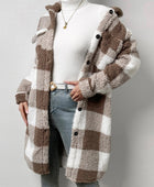 Plaid Collared Neck Button Down Coat - Body By J'ne