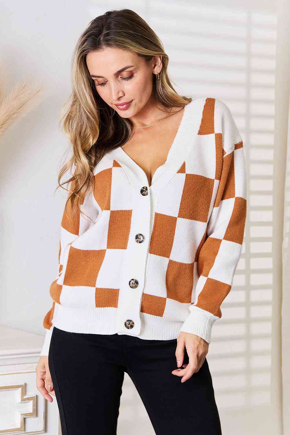 Button-Up V-Neck Dropped Shoulder Cardigan - Body By J'ne