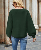 Round Neck Lantern Sleeve Sweater - Body By J'ne