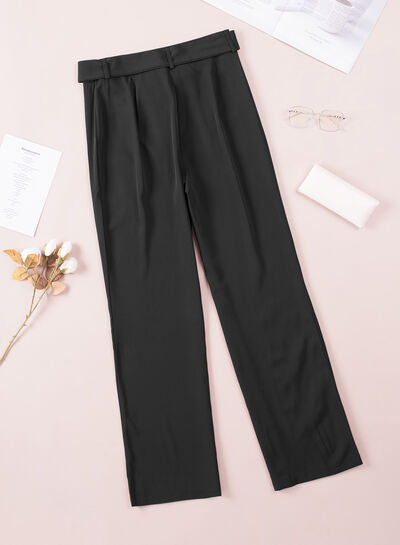 Tied High Waist Straight Pants - Body By J'ne