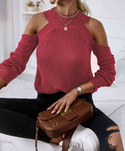 Round Neck Cold-Shoulder Sweater - Body By J'ne