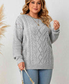 Plus Size Cold Shoulder Asymmetrical Cable-Knit Top - Body By J'ne