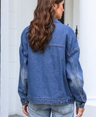 Button Up Dropped Shoulder Denim Jacket with Pockets - Body By J'ne