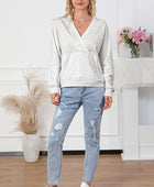 Surplice Pocketed Long Sleeve Sweatshirt - Body By J'ne