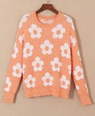 Flower Round Neck Dropped Shoulder Sweater - Body By J'ne