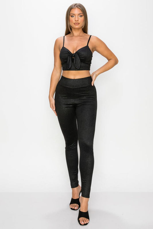 Embossed Snake Print Top And Leggings Set - Body By J'ne