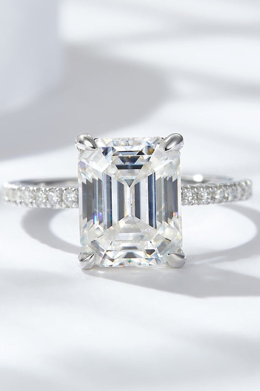 Emerald Cut 4 Carat Moissanite Side Stone Ring - Body By J'ne