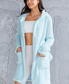 Fuzzy Tied Pocketed Hooded Lounge Nightgown - Body By J'ne