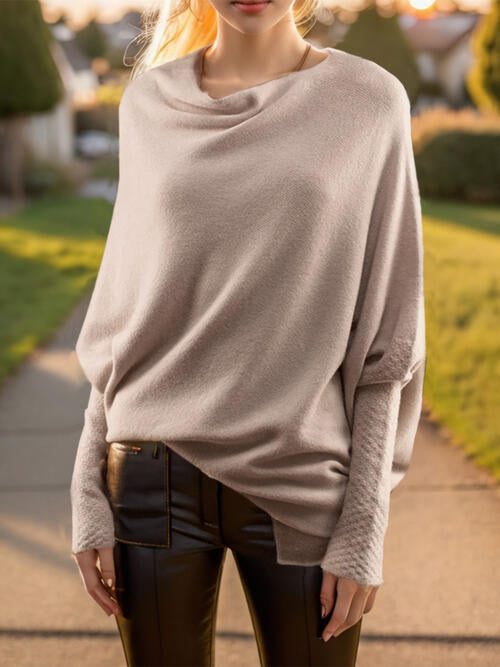 Texture Round Neck Long Sleeve Sweater - Body By J'ne