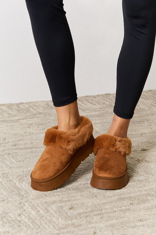 Furry Chunky Platform Ankle Boots - Body By J'ne