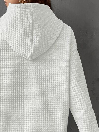 Full Size CHEERS Waffle-Knit Drawstring Hoodie - Body By J'ne