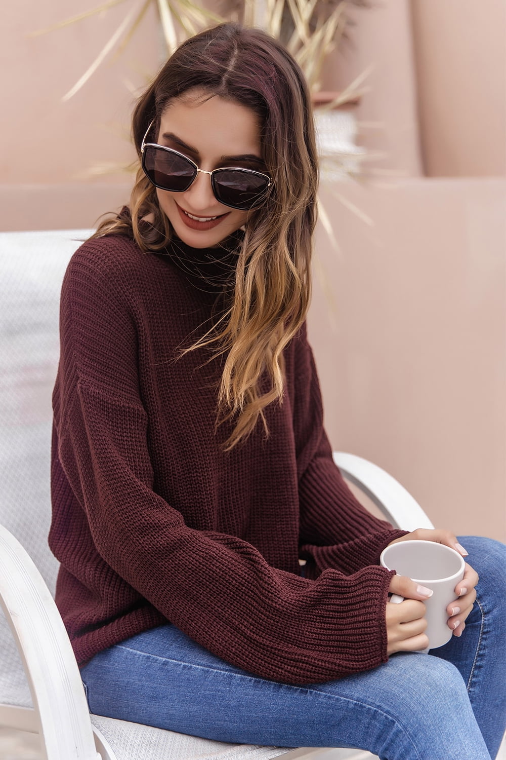 Round Neck Cutout Dropped Shoulder Sweater - Body By J'ne