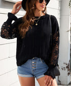 Openwork Lantern Sleeve Dropped Shoulder Sweater - Body By J'ne