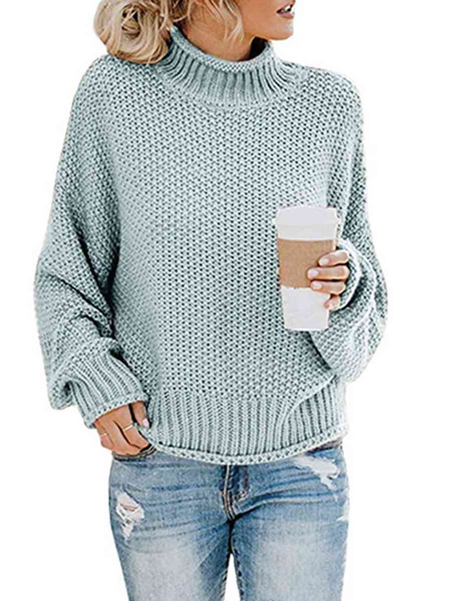 Turtleneck Dropped Shoulder Sweater - Body By J'ne