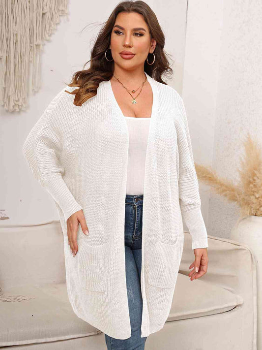 Plus Size Open Front Cardigan With Pockets - Body By J'ne