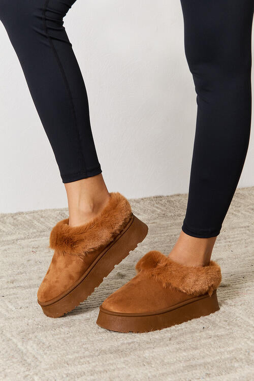 Furry Chunky Platform Ankle Boots - Body By J'ne