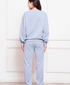 Round Neck Long Sleeve Sweatshirt and Pants Set - Body By J'ne