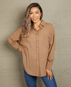 Dropped Shoulder Collared High-Low Shirt - Body By J'ne